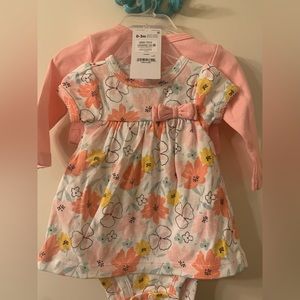 🐰NWT Child of Mine by Carter’s Floral Dress Bodysuit with cardigan and headband